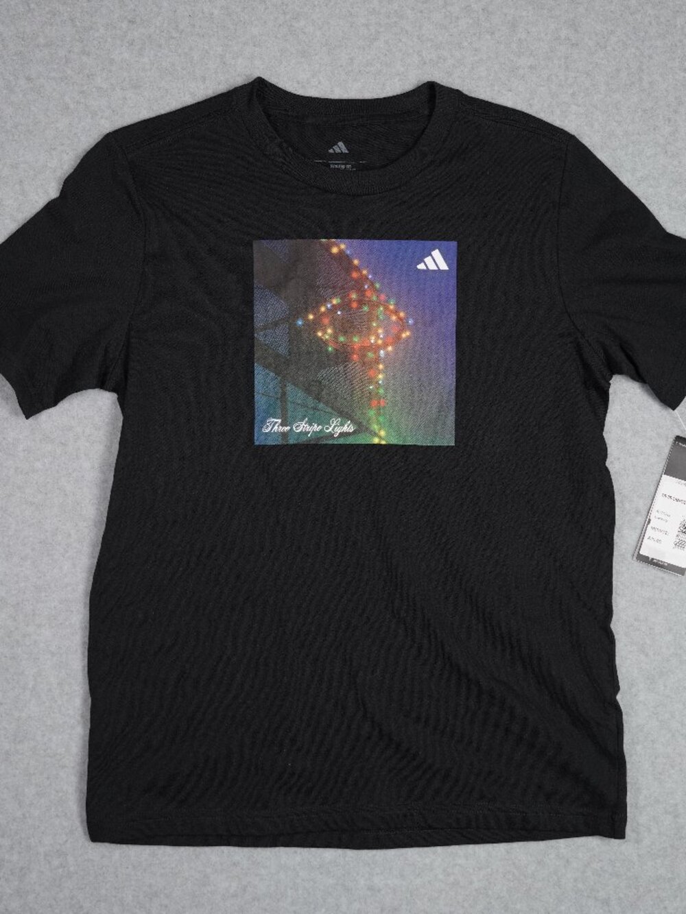 Adidas Ss 3S Lights Tee T-Shirt M 10/12 Regular Fit Graphic Front Black